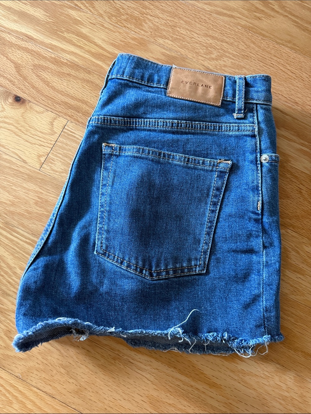 Everlane Dark Blue Raw-Hem Denim Shorts